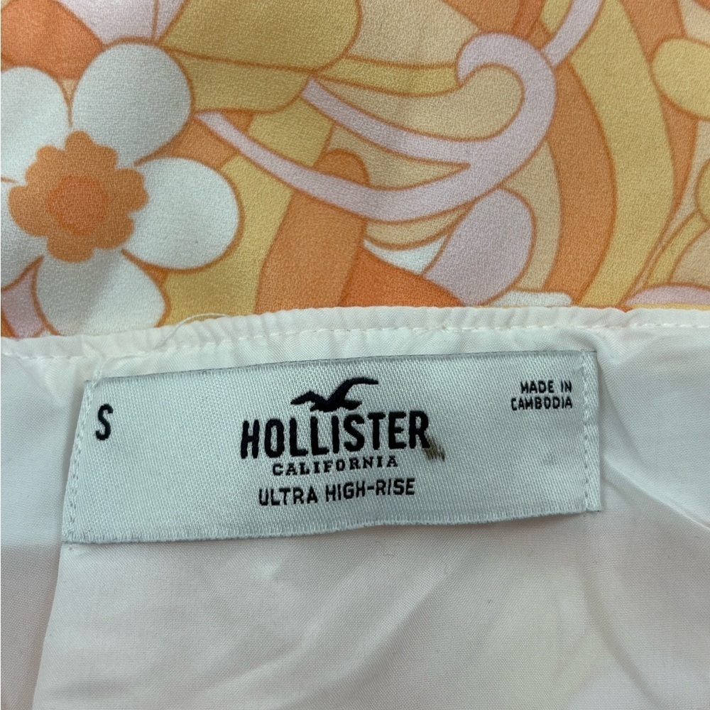 Hollister Women's Lined orange boho 70s Ultra High Rise Floral Mini Skirt small - Picture 3 of 14